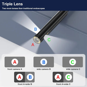 ENWOR Industrial Endoscope 4.3 Inch IPS Screen Autofocus Camera With Triple Lens - stepyours.com