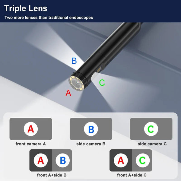 ENWOR Industrial Endoscope 4.3 Inch IPS Screen Autofocus Camera With Triple Lens - stepyours.com