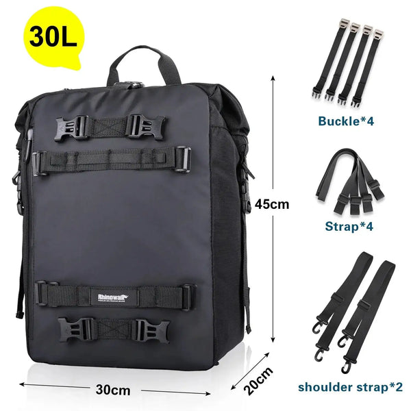 Rhinowalk Motorcycle Rear Seat Bag 10L Or 20L Or 30L Waterproof Saddle Side Bag Luggage Pack MultiFunction Shoulder Bag Backpack