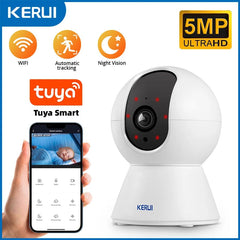Kerui 5MP Tuya Smart Mini WiFi IP Camera Indoor Security - AI Humanoid Detection - stepyours.com