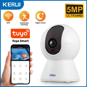 Kerui 5MP Tuya Smart Mini WiFi IP Camera Indoor Security - AI Humanoid Detection - stepyours.com