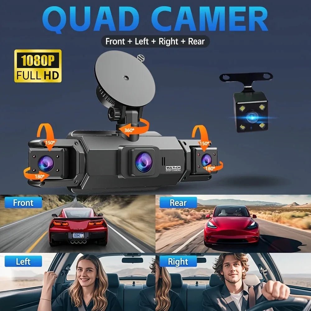 4 Channel 360 Dash Cam With 1080P Front Left Right Rear 24H Parking - stepyours.com