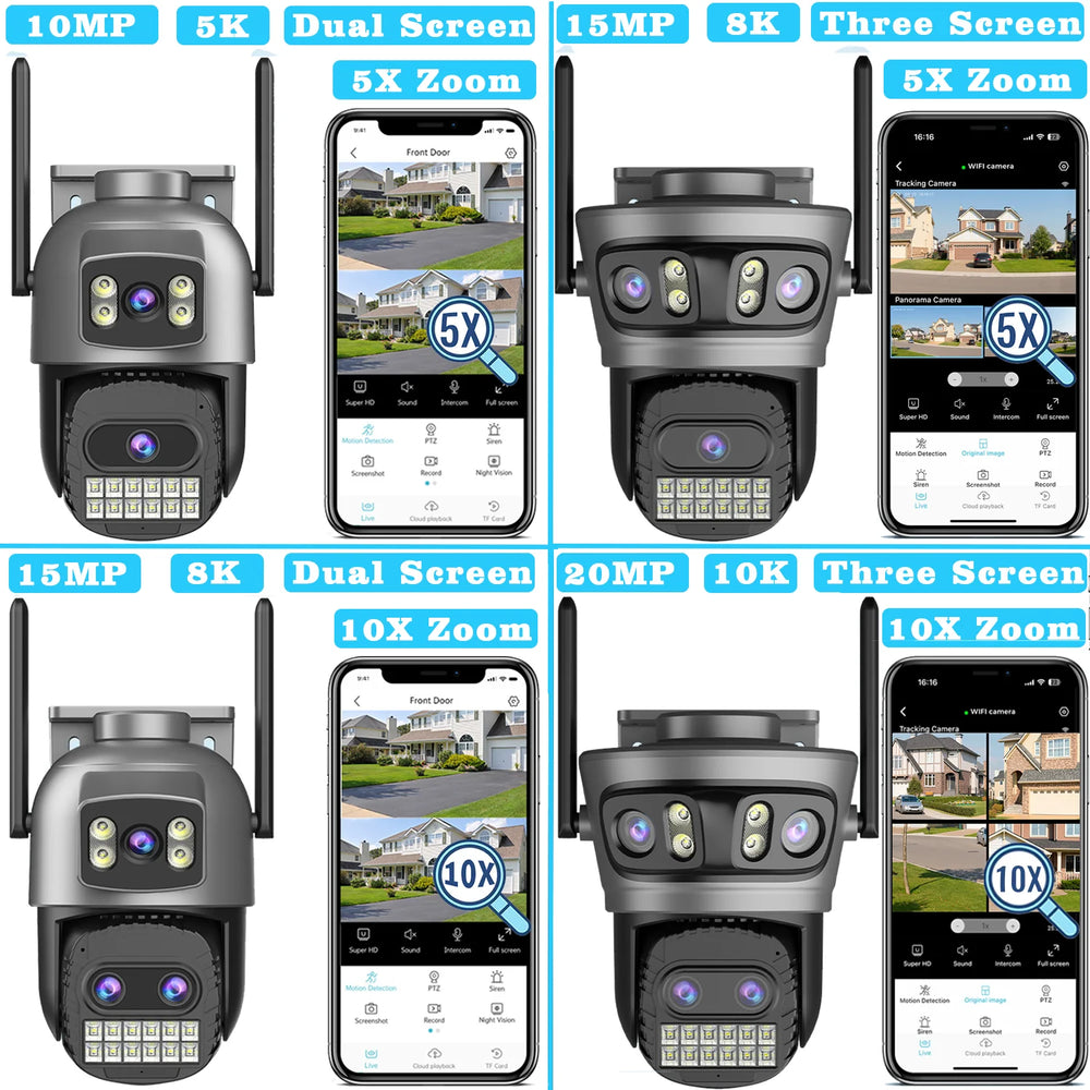 20MP Outdoors WiFi PTZ Security Camera - AI Human Detection and 10X Zoom Hooks