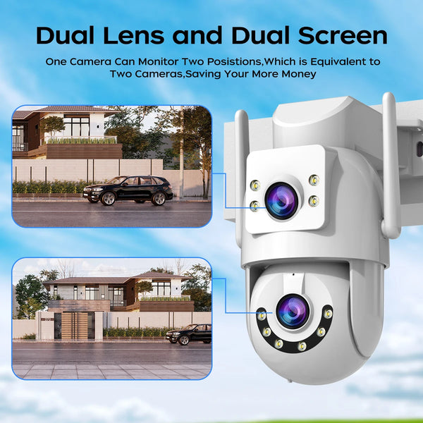 Jooan 4K Outdoor PTZ WiFi Camera AI Tracking Dual Lens 5X Zoom Hooks by stepyours.com