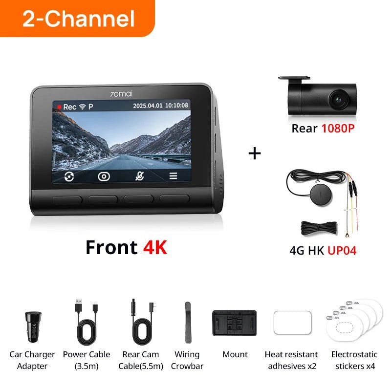 70mai Ultra HD 4K Dash Cam A810 A810S With Built In GPS ADAS 150 Degree FOV - stepyours.com