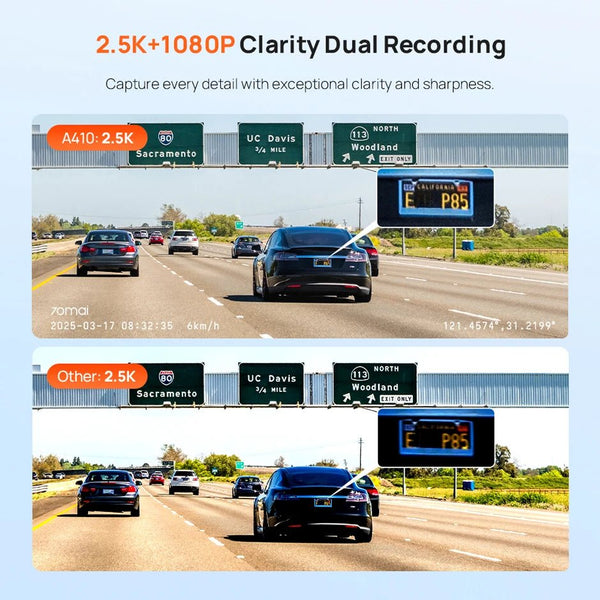 70mai Dash Cam A410 Front 1440P Rear 1080P Car DVR 256GB 24H Parking - stepyours.com