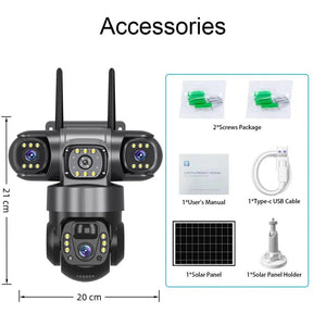 Solar 4G Outdoor Security Camera With 3 Lenses And 10X Zoom Night Vision - stepyours.com