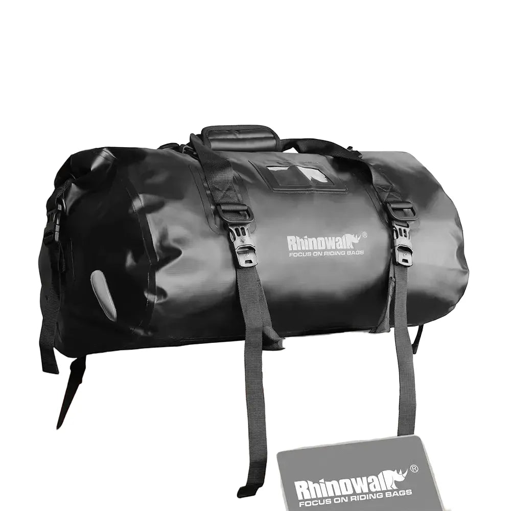 Rhinowalk Motorcycle Tail Bag Waterproof Rear Seat Bag 45L PVC Saddle Bag Durable Dry Luggage Outdoor Bag Motorbike Accessory