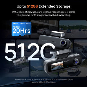 70mai T800E 4K 3 - Channel Dash Cam Front Rear GPS 24H Parking Voice Control - stepyours.com