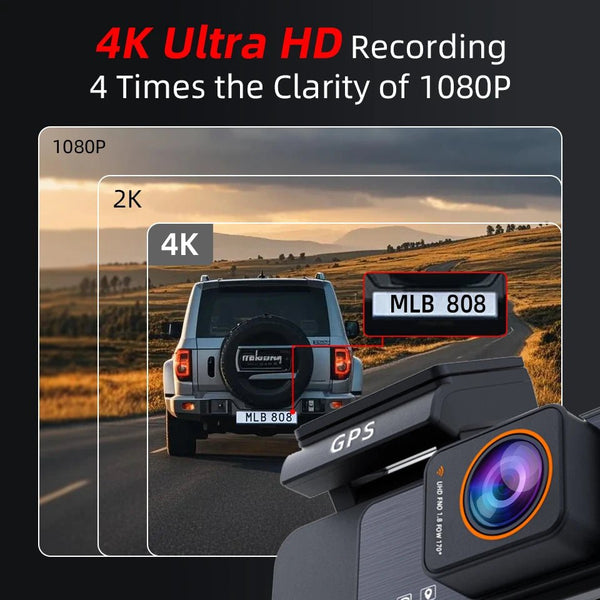 Acceo 4K Dash Cam With GPS WiFi Dual Lens Night Vision Front Rear - stepyours.com
