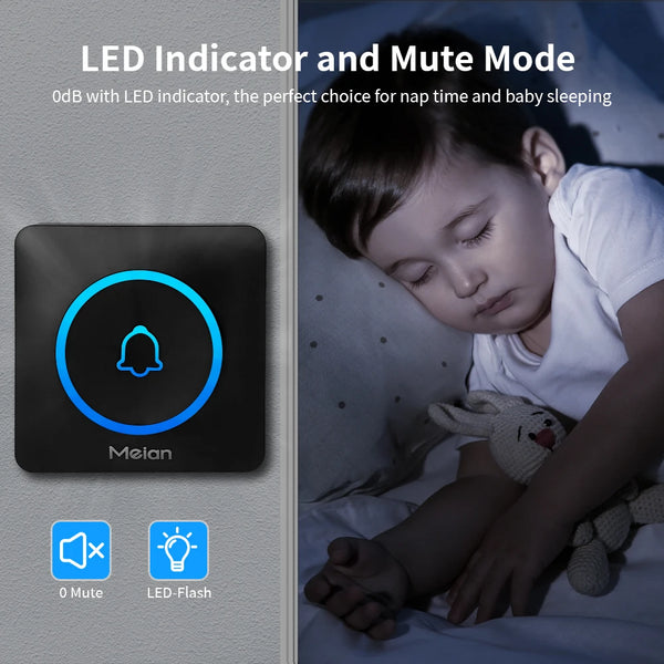 Meian Smart Home Doorbell Wireless Security Doorbell IP65 Waterproof Outdoor Door Bell 60 Songs 5 Volume Adjustable Chime Kit by stepyours.com