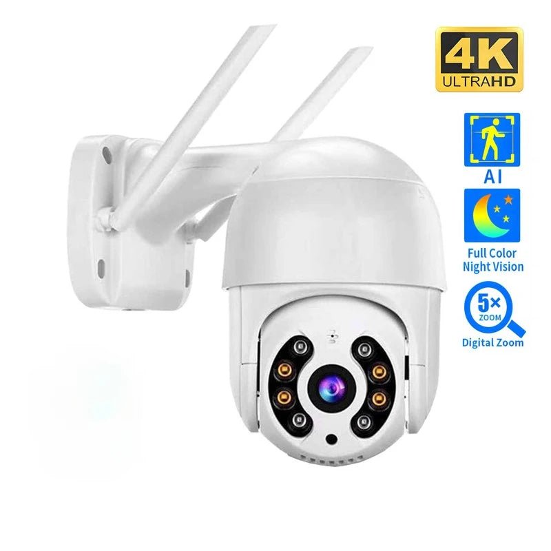8MP 4K PTZ Camera AI Auto Tracking Color Night Vision Outdoor WiFi IP Cam - stepyours.com