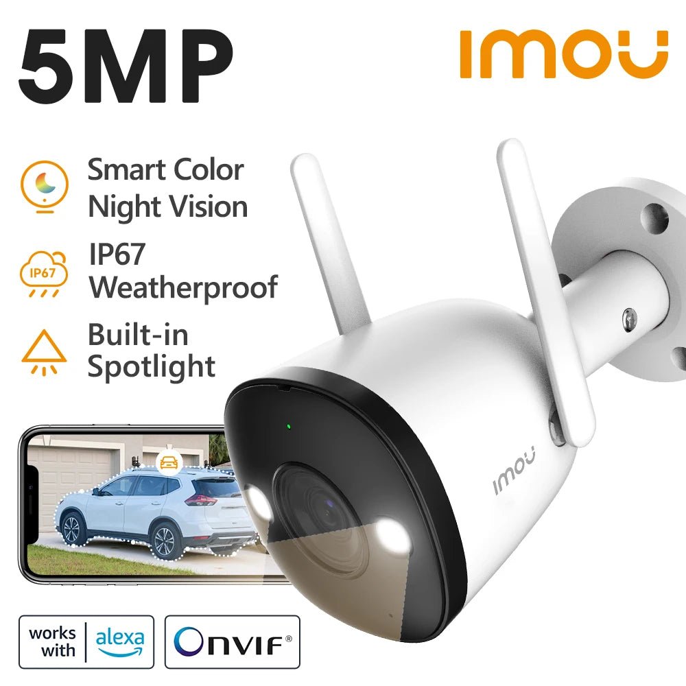 Imou Bullet 2E 5MP Color Night Vision Spotlight Outdoor Camera With Human Detect - stepyours.com