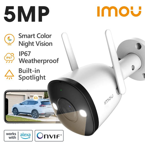 Imou Bullet 2E 5MP Color Night Vision Spotlight Outdoor Camera With Human Detect - stepyours.com