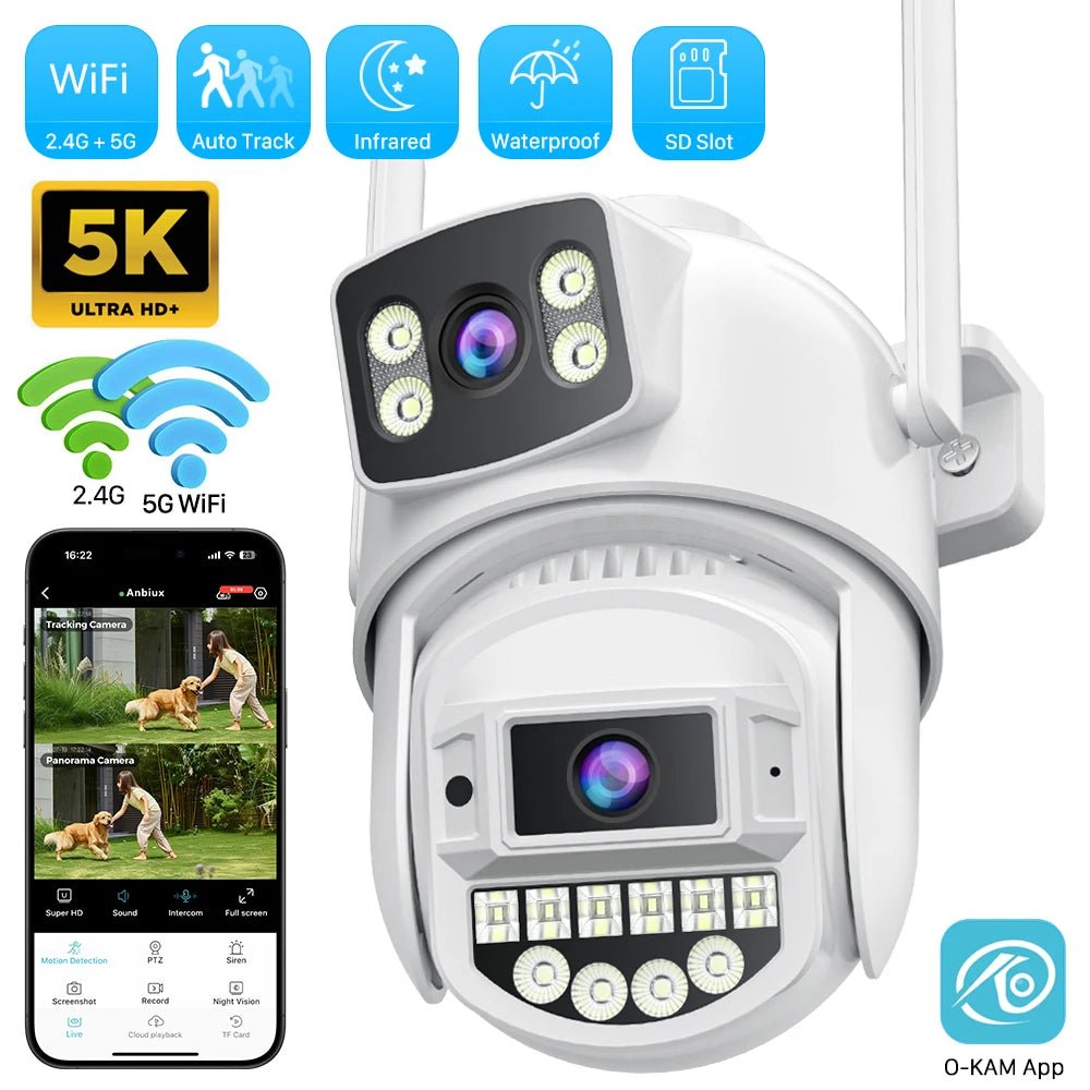 8MP 4K PTZ WiFi Camera - Dual Lens With Dual Screen AI Tracking Surveillance - stepyours.com