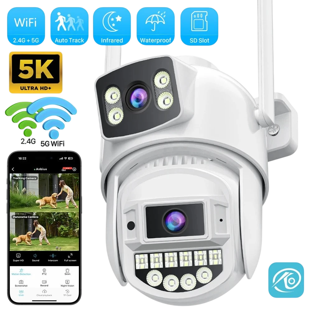 8MP 4K PTZ WiFi Camera - Dual Lens With Dual Screen AI Tracking Surveillance - stepyours.com