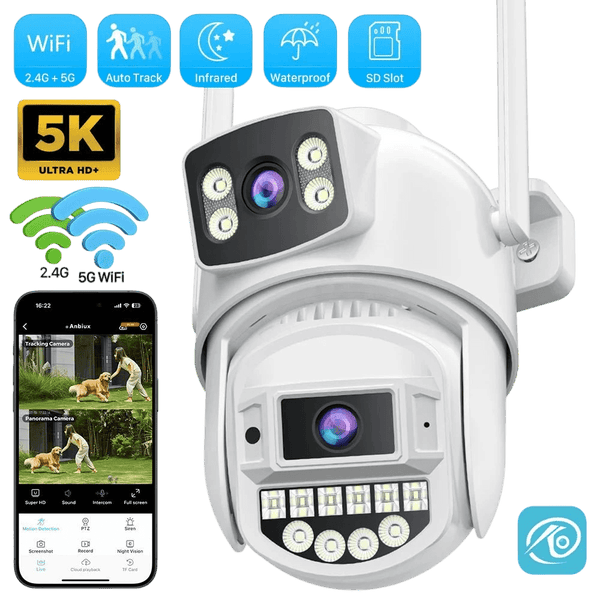 8MP 4K PTZ WiFi Camera - Dual Lens With Dual Screen AI Tracking Surveillance - stepyours.com