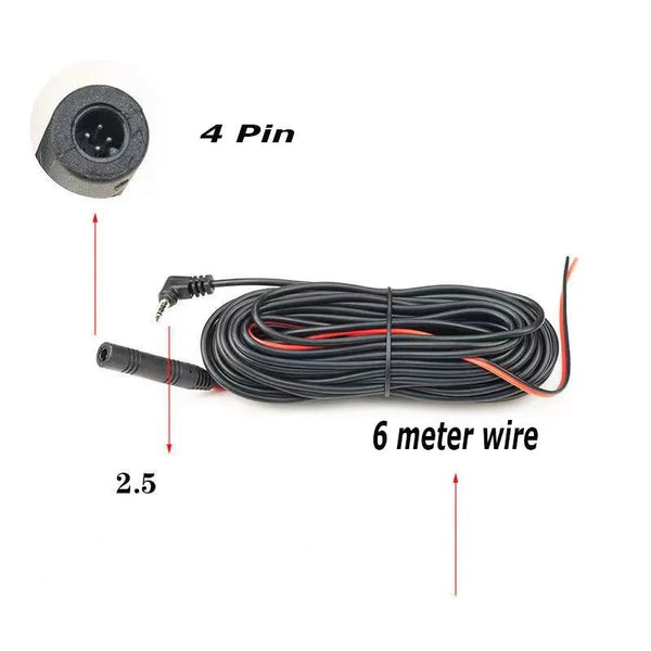 Dashcam Extension Cable 4 Pin 5 Pin Streaming Rear Camera 2.5mm Jack 10m - stepyours.com