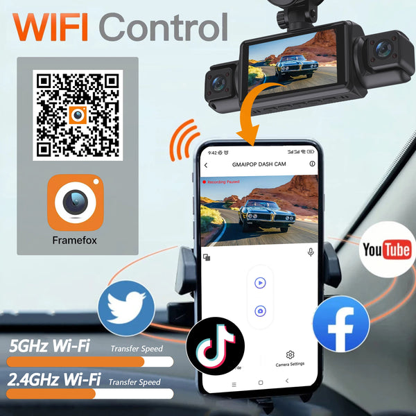 4 Channel WiFi Dash Cam 1080P Front Rear Left Right Night Vision Loop Recording - stepyours.com
