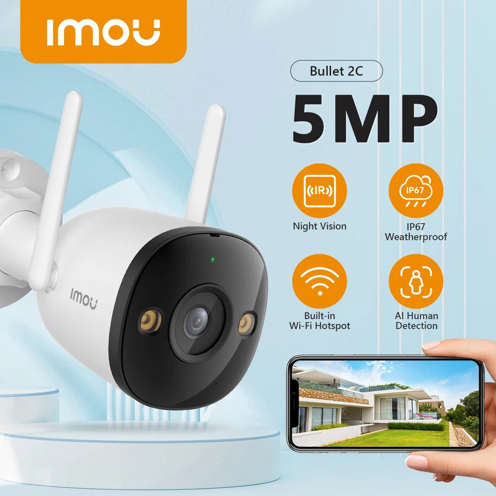 IMOU Outdoor Bullet 2C 5MP WiFi Camera Weatherproof AI Human Detection - stepyours.com