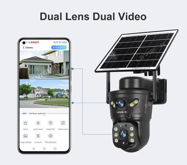 LS VISION 4G WiFi Outdoor Solar Camera - 8MP Dual Lens Night Vision Waterproof - stepyours.com