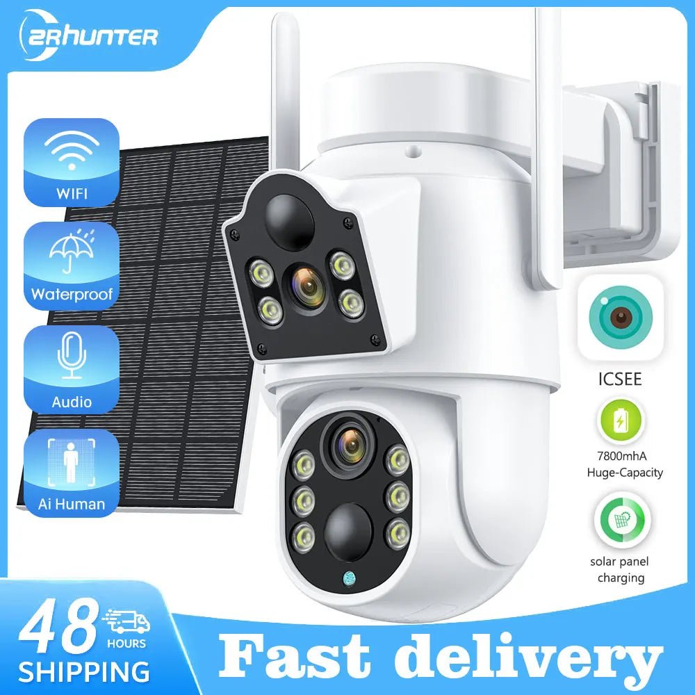 Solar IP Camera Dual Lens PTZ WiFi Outdoor Security Camera 8MP Solar Powered - stepyours.com