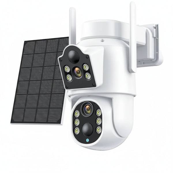 Solar IP Camera Dual Lens PTZ WiFi Outdoor Security Camera 8MP Solar Powered - stepyours.com