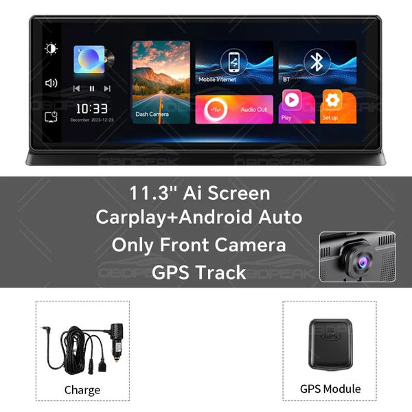 K2 Pro Dash Cam 11.3 Inch 4K 2160P GPS Wireless CarPlay Dual Lens - stepyours.com