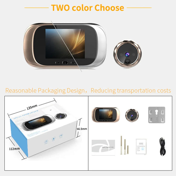 2.8 Inch Video Doorbell Peephole Camera 90 Degrees Doorbell Motion Detection Eye Digital LCD Door Monitoring Electronic Cat Eye by stepyours.com