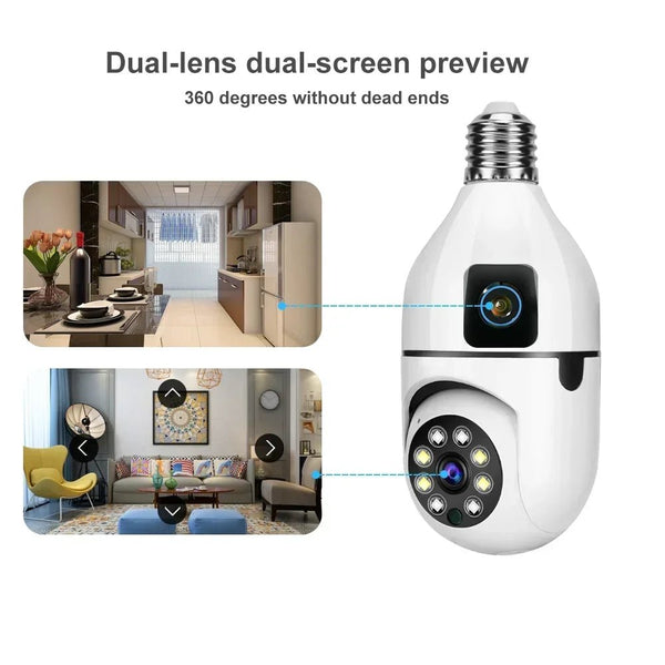 8MP E27 Bulb WiFi Camera - Color Night Vision With 8X Zoom And Dual Lens - stepyours.com