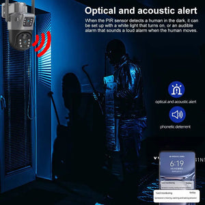 8MP 4K Solar WiFi Outdoor Dual Lens PTZ Camera - Wireless AI Alerts - stepyours.com