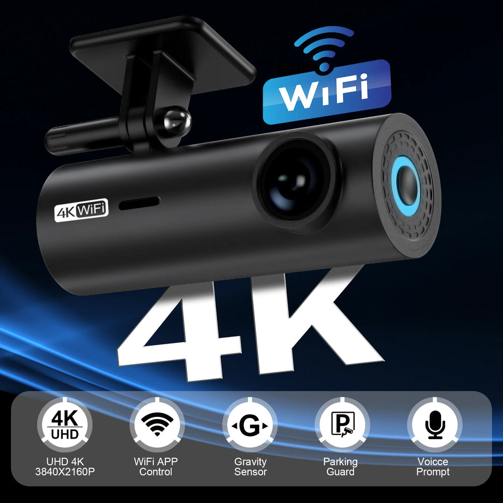 4K Car Dash Cam DVR With WiFi Front Camera 3840x2160 Night Vision Parking - stepyours.com