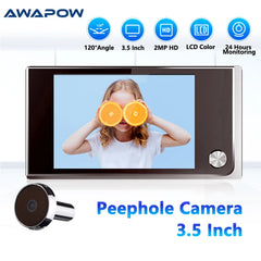 Awapow Wireless Door Peephole Camera 3.5 Inch Digital Door Viewer Doorbell 120° LCD Screen Monitor Home Security No Need WiFi by stepyours.com