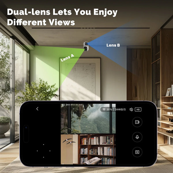 Moes Tuya WiFi Indoor Smart Camera 4MP Dual Lens Night Vision Two Way Audio - stepyours.com