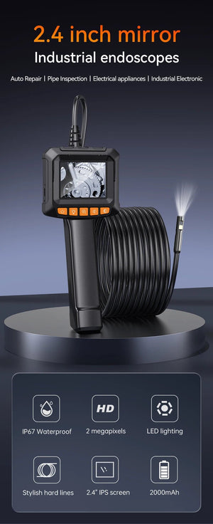 Industrial Endoscope Camera 2.4 Inch IPS LCD 1080P IP67 Waterproof Borescope - stepyours.com