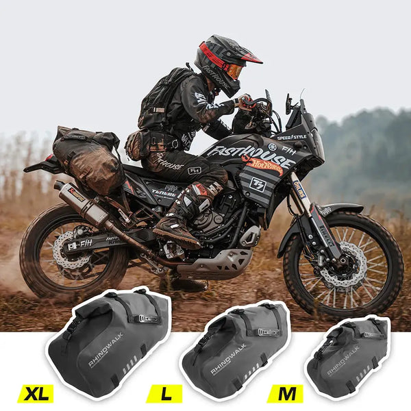 Rhinowalk Motorcycle Saddlebag Waterproof For Most Without Side Racks Off-road Sport Bike Fit BMW Honda Kawasaki Yamaha Benelli