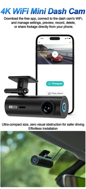 4K WiFi Dash Cam For Car Front Camera 24H Parking Monitor Black Box - stepyours.com