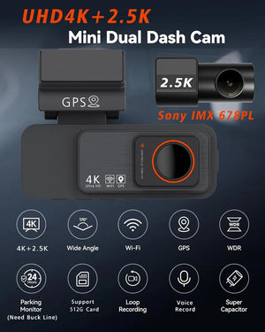 4K Dash Cam Dual Lens With GPS WiFi Night Vision Never Miss A Moment - stepyours.com