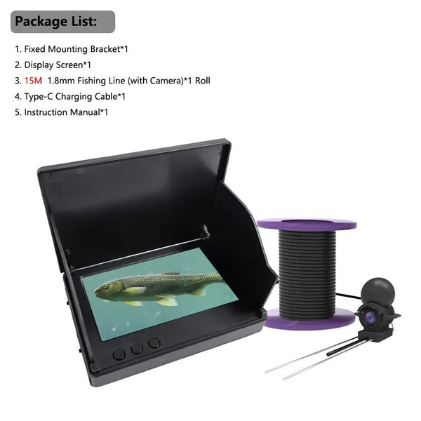 Dodosee 220 Degree Underwater Fishing Camera 1080P Night Vision LCD Fish Finder - stepyours.com