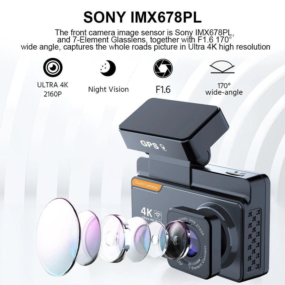 4K Dash Cam With GPS Dual Lens Night Vision 24 Hour Parking - stepyours.com