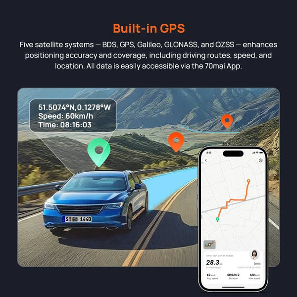 70mai 4K Dash Cam A800SE GPS ADAS Voice Control Ultra HD WiFi 6 - stepyours.com