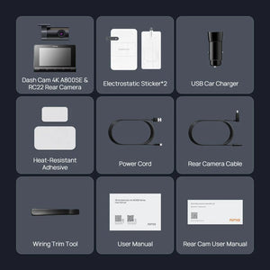 70mai Dash Cam 4K A800SE Dual Channel 24H Parking HDR WiFi 6 Voice Control - stepyours.com