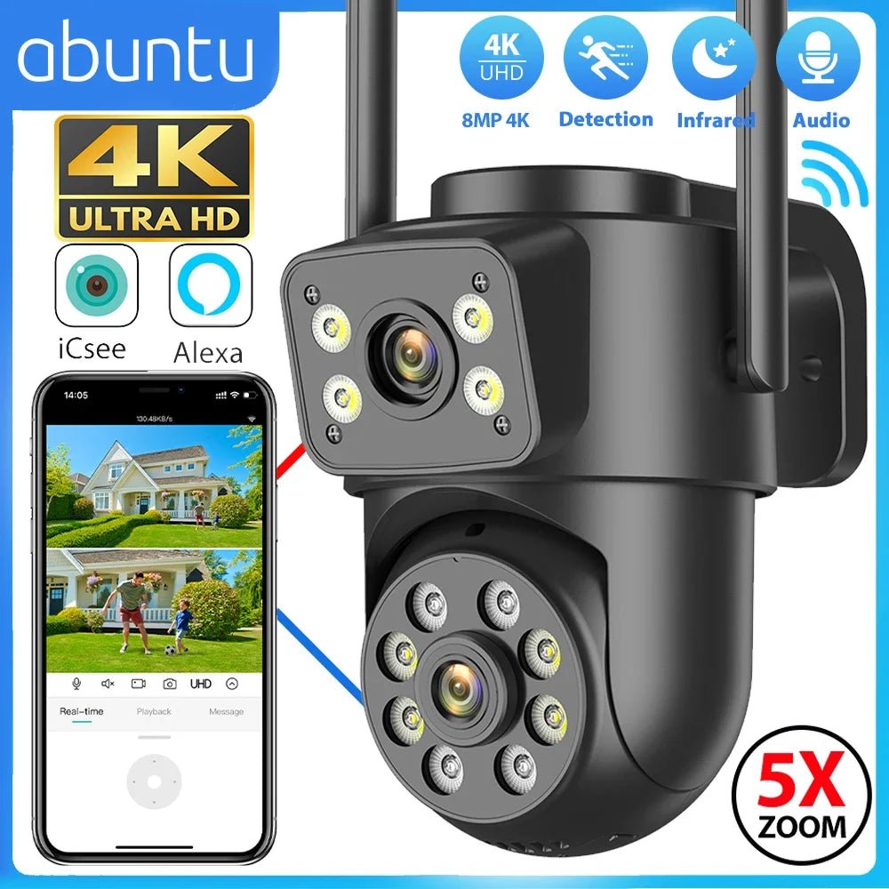 Abuntu Outdoor WiFi Camera - 8MP 4K Dual Lens With AI Human Detection Hooks - stepyours.com