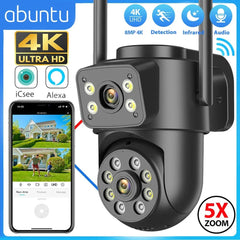 Abuntu Outdoor WiFi Camera - 8MP 4K Dual Lens With AI Human Detection Hooks - stepyours.com