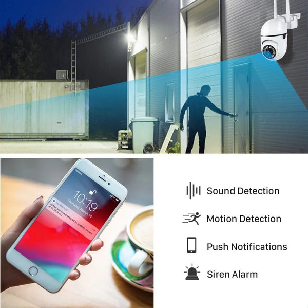 8MP WiFi Outdoor PTZ Security Camera 4X Zoom AI Human Tracking Two Way Audio - stepyours.com