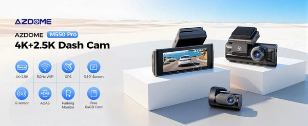 AZDOME M550 Pro Dash Cam 5.8GHz WiFi 4K 2.5K GPS IR Night Vision 3.19in - stepyours.com