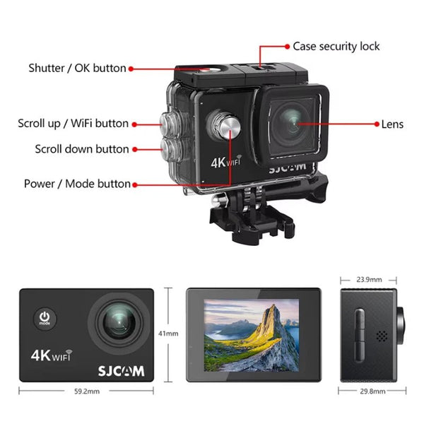 SJCAM SJ4000 Air Action Camera 4K Video 30M Waterproof WiFi Sports Cam - stepyours.com