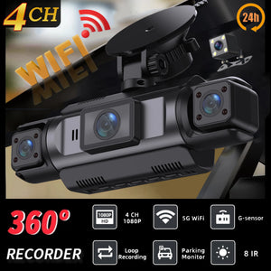 4 Channel Car Dash Cam With WiFi FHD 1080P Front Left Right Rear Night Vision - stepyours.com