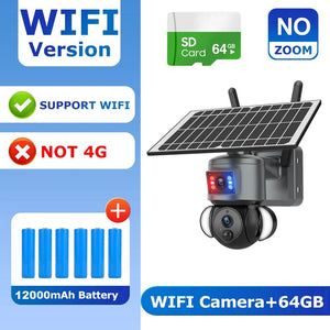 SHIWOJIA 4K 8MP Solar Camera With 4G SIM WiFi Color Night Vision PTZ Dual Lens - stepyours.com