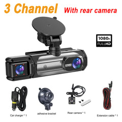 3 Channel Dash Cam 1080P Front And Rear Night Vision Parking Monitor Car DVR - stepyours.com